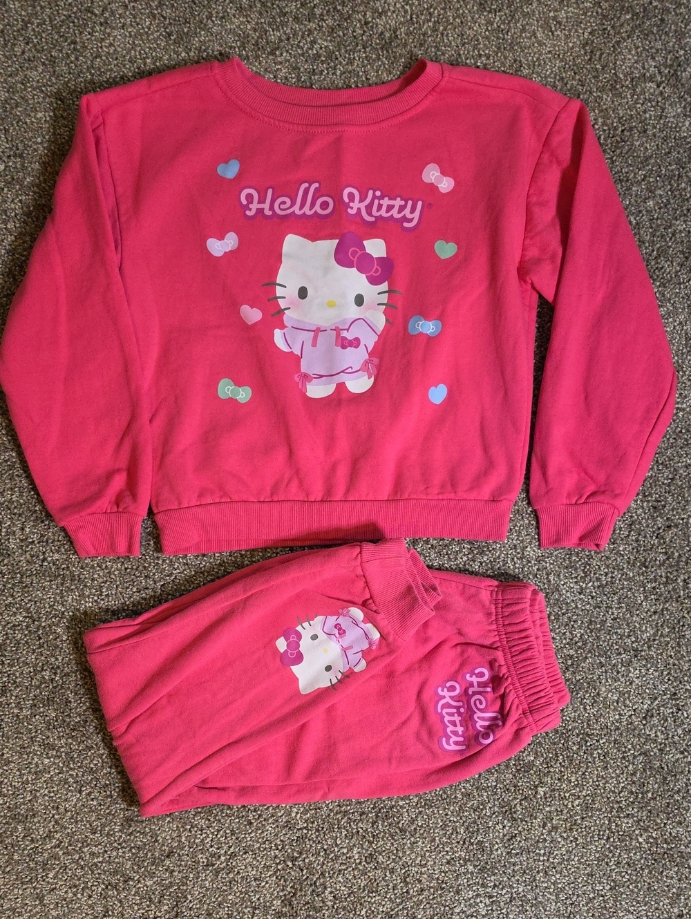 Hello Kitty Bright Pink Kids Two-Piece Sweat Suit Set